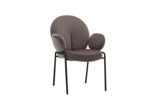 Picture of OLA Velvet Armchair with Black Legs (Brown) - Single