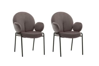 Picture of OLA Velvet Armchair with Black Legs (Brown) - 2 Chairs in 1 Carton
