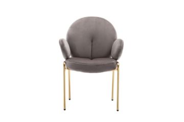 Picture of OLA Velvet Dining Armchair with Golden Legs (Brown)