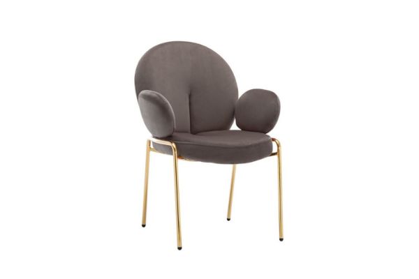 Picture of OLA Velvet Armchair with Golden Legs (Brown) - Each