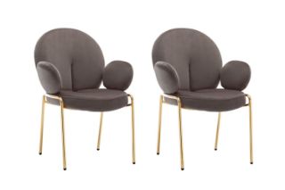 Picture of OLA Velvet Armchair with Golden Legs (Brown) - 2 Chairs in 1 Carton