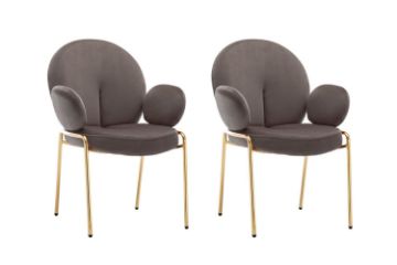 Picture of OLA Velvet Armchair with Golden Legs (Brown) - 2 Chairs in 1 Carton