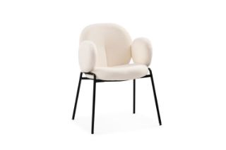 Picture of OLA Boucle Fabric Armchair with Black Legs (White) - Single