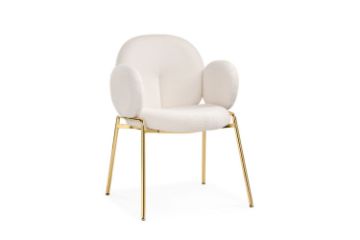 Picture of OLA Boucle Fabric Armchair with Golden Legs (White)