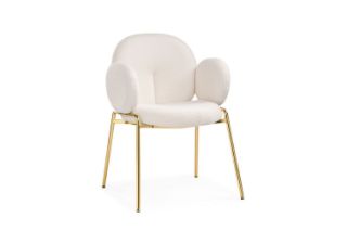 Picture of OLA Boucle Fabric Armchair with Golden Legs (White) - Each