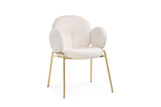 Picture of OLA Boucle Fabric Armchair with Golden Legs (White) - Single