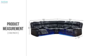 Picture of COBALT Power Reclining Sectional Sofa with LED Lights (Black)