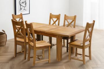 Picture of WESTMINSTER 7PC 150-200 Solid Oak Wood Extension Dining Set 