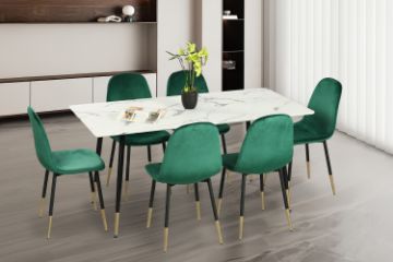 Picture of BIJOK 160 7PC Dining Set (White Marble Finishing)