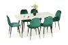 Picture of BIJOK 160 7PC Dining Set (White Marble Finishing) - 1 Dining Table + 6 Dining Chairs (Green)