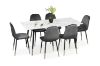 Picture of BIJOK 160 7PC Dining Set (White Marble Finishing) - 1 Dining Table + 6 Dining Chairs (Grey)