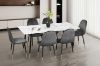 Picture of BIJOK 160 7PC Dining Set (White Marble Finishing) - 1 Dining Table + 6 Dining Chairs (Grey)