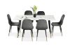 Picture of BIJOK 160 7PC Dining Set (White Marble Finishing) - 1 Dining Table + 6 Dining Chairs (Grey)