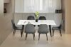 Picture of BIJOK 160 7PC Dining Set (White Marble Finishing) - 1 Dining Table + 6 Dining Chairs (Grey)