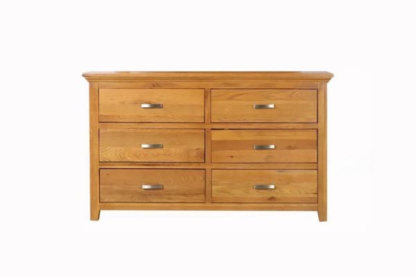 Picture of NOTTINGHAM 6-Drawer Dresser with Mirror - Dresser Only (Solid Oak Wood)