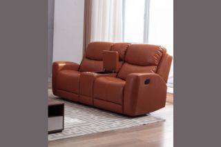 Picture of HARRY Air Leather Sofa Range with Console and Storage (Orange) - 2 Seater