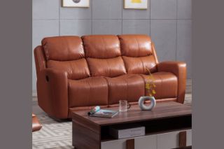 Picture of HARRY Air Leather Sofa Range with Console and Storage (Orange) - 3 Seater