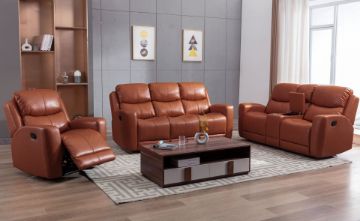 Picture of HARRY Air Leather Sofa Range with Console and Storage (Orange) - 3+2+1 Sofa Seat