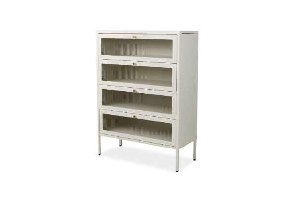 Picture of STARK 4-Door Glass Shoe Cabinet (Cream)