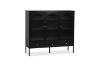 Picture of STARK 110cmx120cm 3-Arched Doors 3-Drawers Glass Display Cabinet (Black)