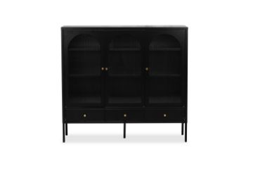 Picture of STARK 3-Arched Doors 3-Drawers Glass Display Cabinet (Black)