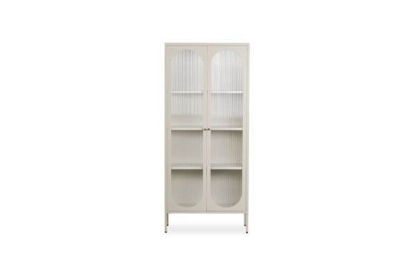 Picture of STARK Steel Frame 180x80cm 2-Arched Door Accent Glass Display Cabinet (Cream)