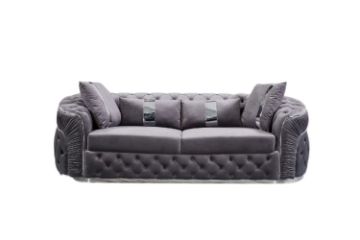 Picture of (FLOOR MODEL CLEARANCE) PIEDMONT 3-Seater Chesterfield Velvet Sofa Range (Grey)