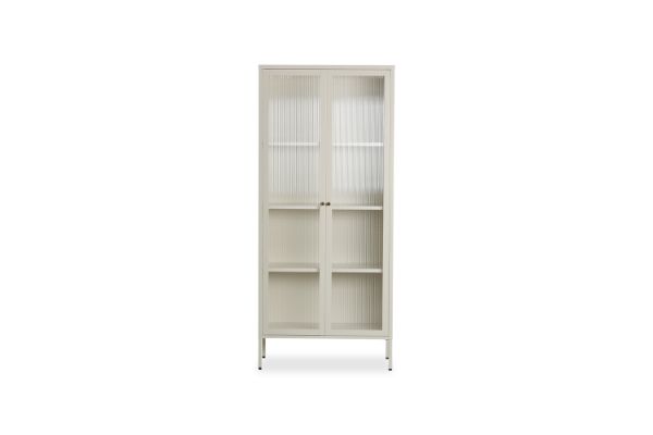Picture of STARK Steel Frame 180x80cm 2-Door Glass Display Cabinet (Cream)