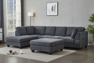 Picture of LIBERTY Sectional Fabric Sofa  (Dark Grey) - Chaise Facing Left with Ottoman