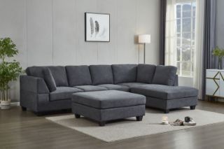 Picture of LIBERTY Sectional Fabric Sofa (Dark Grey) - Chaise Facing Right with Ottoman
