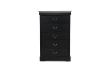 Picture of LOUIS 5-Drawer Hevea Wood Tallboy with LED  Lighting  (Black)