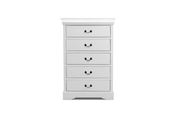 Picture of LOUIS 5-Drawer Hevea Wood Chest with LED Lighting (White)