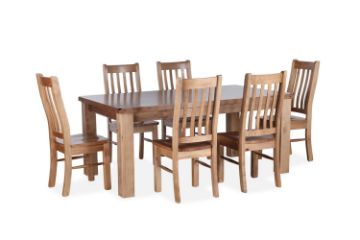 Picture of FRANCO 7PC Dining Set (Solid NZ Pine) - 1.8M Table + 6 Chairs 