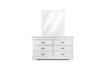 Picture of LOUIS 6-Drawer Dresser and Mirror with LED Lighting (White)