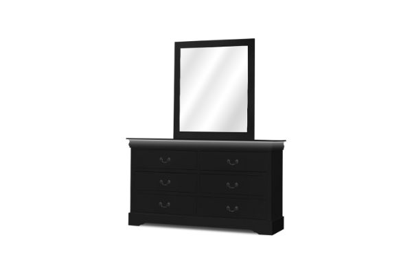 Picture of LOUIS 6-Drawer Dresser and Mirror with LED Lighting (Black)