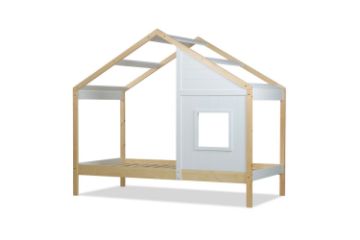 Picture of ICEY Solid Pine Wood Single Tent Bed (Natural & White)