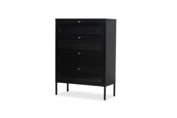 Picture of STARK 4-Door Glass Shoe Cabinet (Black)