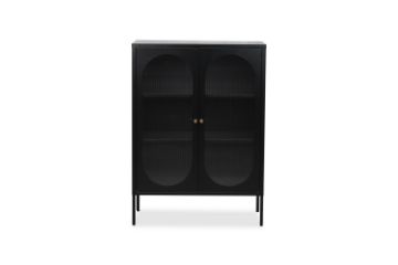 Picture of STARK 110cmx80cm 2-Arched Door Glass Cabinet (Black)