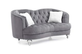 Picture of ALINA Velvet Curved Sofa with Pillows (Grey) - 2 Seater