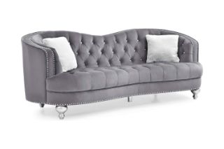 Picture of ALINA Velvet Curved Sofa with Pillows (Grey) - 3 Seater