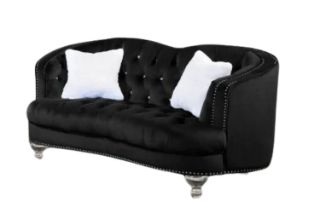 Picture of ALINA Velvet Curved Sofa with Pillows (Black) - 2 Seater