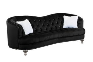 Picture of ALINA Velvet Curved Sofa with Pillows (Black) - 3 Seater