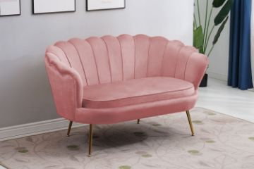 Picture of EVELYN Curved Flared Velvet Loveseat (Pink)