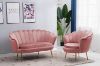 Picture of EVELYN Curved Flared Velvet Loveseat (Pink)