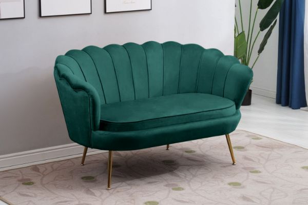 Picture of EVELYN Curved Flared Velvet Love Seat (Green)