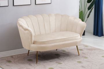 Picture of EVELYN Curved Flared Velvet Loveseat (Beige)