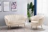 Picture of EVELYN Curved Flared Velvet Love Seat (Beige)