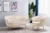 Picture of EVELYN Curved Flared Velvet Loveseat (Beige)