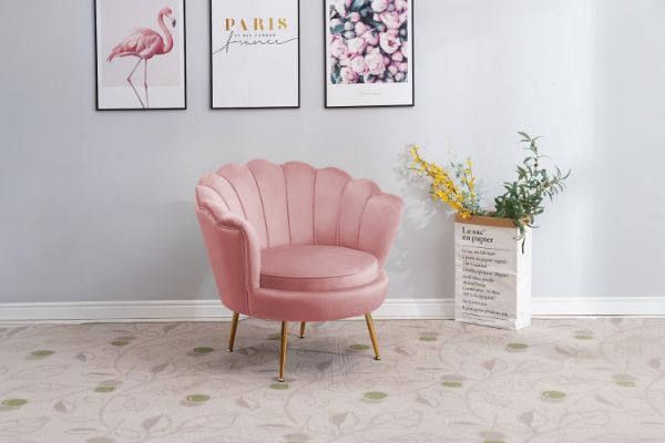 Picture of EVELYN Curved Flared Accent Velvet Chair (Pink)