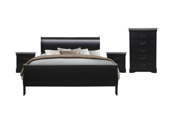 Picture of LOUIS 4PC Bedroom Set in Queen Size (Black)